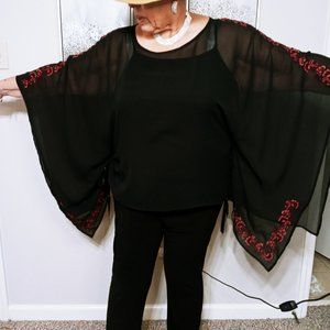 Sheer Embroidered Blouse/Top